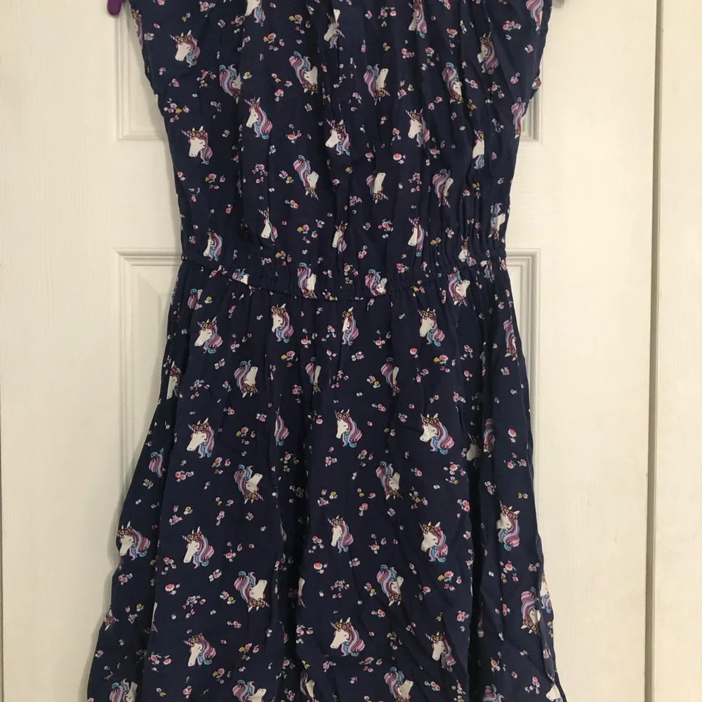 Oshkosh Bgosh Girls Navy‎ Unicorn Print Tie-Shoulder Dress size 10